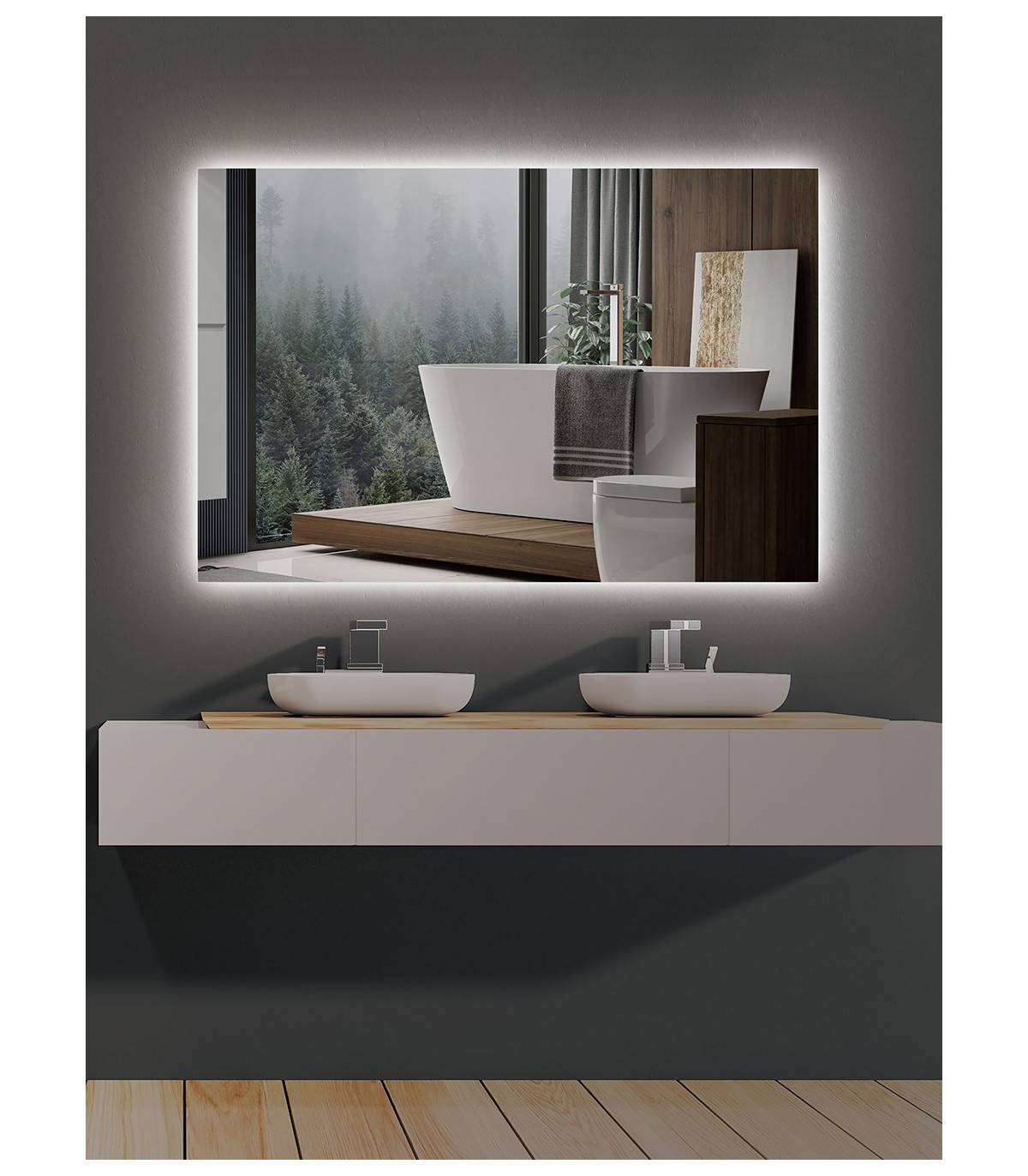 Aplique Espejo Baño Casiopea |Luz Blanca | Medidas 10,2 x 2,2 x 80 cm o  10,2 x 2,2 x 49,6 cm